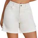 luvamia Jean Shorts for Women High Waisted Trendy Casual Utility Stretchy Denim Jorts Cutoff Long Shorts with Pockets (White, XL)