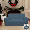 Easy-Going Stretch Loveseat Slipcover 1-Piece Sofa Cover Furniture Protector Couch Soft with Elastic Bottom for Kids Polyester Spandex Jacquard Fabric Small Checks (Loveseat, Bluestone), Size: Medium Loveseat