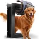 3-Flap Dog Door, All Aluminum Alloy Large Doggy Door Doggie door for Wall, Heavy Duty Pet Door Easy to Install, Energy Efficient, Telescoping Tunnel for Interior & Exterior Wall, Pet Up to 110Lb-Black