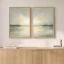 Framed Sage Green Abstract Landscape Canvas Wall Art Bedroom, 16x24 Inch, 16" W x 24" H x 2Pcs