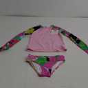 Kanu Surf Girls' Long Sleeve Rash Guard UPF 50 2-Piece Swim Set (4T, Aria Pink)