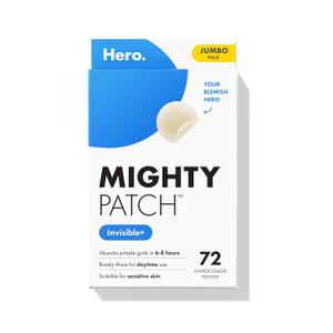 Mighty Patch Invisible+ Patch  The Barely-There Daytime Hydrocolloid Acne Pimple Patch for Covering Zits and Blemishes, Tapered Edges Designed to Blend Into Skin (72ct)