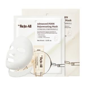 Dr.Reju-All Advanced PDRN Rejuvenating Mask - Face & Neck Korean Sheet Mask with 1,200 ppm PDRN, Collagen & Copper Peptides - Hydrating & Soothing, Skin Repair (1.2 Fl Oz x 4EA)