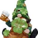 Hodao Green St Patricks Day Handmade Gnome 6" H Resin Standing Figurine for Spring-Irish Gnome Elf Scandinavian Yule Nordic Figurine Home Holiday Decorations Indoor Home Decor Green Gnome (Green)