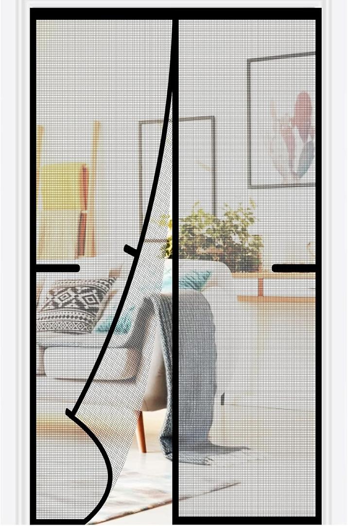 Magnetic Screen Door 36x78 inch Heavy Duty Magnetic Curtain Door Reinforced Fiberglass Mesh Curtain Door Full Frame, Hands Free, Pets Friendly