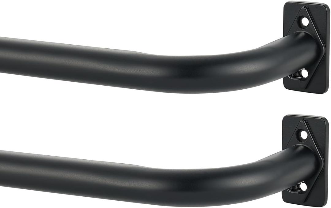Matte Black Curtain Rods 2 Pack, 28-48 Inch, Adjustable, Heavy Duty Iron, Wall Mounted, Room Darkening