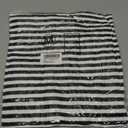 Women's Boho Blouse Black Stripe Bowknot Cutout Back Drop Shoulder Wide Bracelet Sleeve Loose Tee Black Stripe M