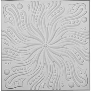 Ekena Millwork CT24X24SW Swirl Ceiilng Tiles, 24"W x 24"H x 5/8"P , Primed