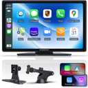 9" Portable Wireless CarPlay Screen for Car,Carplay Compatible with Apple Carplay & Android Auto with Phone Mirroring,Auto Brightness Adjustment/GPS Navigation/Voice Control/Bluetooth Car Stereo