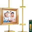 1 Pack Adjustable Tabletop Easel Stand, Metal Picture Stands for Display, Gold Easel Picture Frame Holder Stand for Art Photo Signs, Table Easels for Display18 Inch Gold