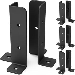 8 pcs Adjustable Deck Post Anchor Base Brackets Fit 1.5x1.5,2x2,2x4,4x4 Post,Wood Fence Pergola Post Base Brackets Kit,Heavy Duty Half Column Black Post Brackets Support Base Brackets for Deck Railing
