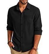 PJ PAUL JONES Mens Shirt Casual Long Sleeve Button Down Shirts with Pocket L