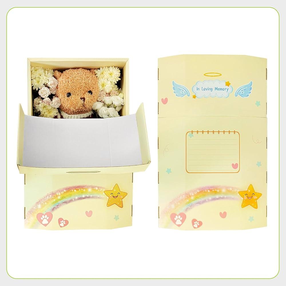 Eco-Friendly Pet Casket - Biodegradable Cardboard Coffin for Mid-Sized Pets up to 15lbs-33lbs (21.6" L) for Dog, Cat, Rabbit Thoughtful Memorial & Burial Box