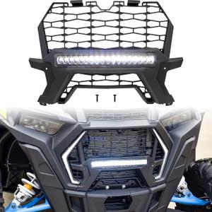 SAUTVS Front Mesh Grill with Light for RZR XP, Waterproof Black Mesh Grille with LED Light Bar for Polaris RZR XP 1000 XP4 Turbo 2019 2020 2021 2022 2023 Accessories (Compatible with Fang Lights)