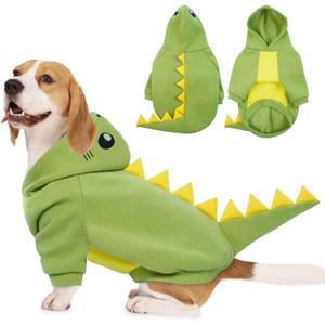 Lelepet Dog Dinosaur Costume - Large Dog Halloween Costume, Warm Fleece Hoodie for Large Dogs, Adorable Pet Sweatshirt, French Bulldog, Beagle, Labrador, Dachshund, Greyhound, Pitbull, Green (XL)