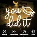 Congrats Grad Neon Sign You Did It LED Neon Light Sign Warm White Congrats Light up Sign Background Neon Signs for Wall Decor Celebrate Neon Lights for Class of 2026 Graduation Party Decor