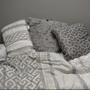 Madison Park Luxury Comforter Set-Traditional Jacquard Design All Season Down Alternative Bedding, Matching Bedskirt, Decorative Pillows, Cal King(104"x92"), Bennett, Geometric Grey 7 Piece