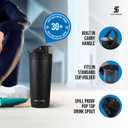 Ice Shaker Insulated Stainless Steel Shaker Bottle | 26oz, Black | Cold for 30+ Hours | Insulated Cup with Twist-on Agitator | Odor-Free Bottle for Protein Shakes, Water, Smoothies, Cocktails