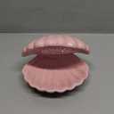 Denique Shell Jewelry Dish Tray, Ceramic Trinket Tray Clamshell Jewelry Storage Dish, Ring Holder Dish Key Bowl, Decorative Jewelry Plate, Cute Jewelry Organizer for Room Decor (Pink)