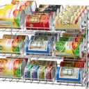 Simple Houseware Stackable Can Organizer Rack for Pantry/Cabinet  11.5" D x 17" W x 13.75" H, Holds 36 Cans, 3-Tier Can Food Storage Dispenser, Chrome