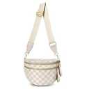 Checkered Crossbody Bag Bum Bags for Women, Spacious Nylon Fanny Packs Belt Wallet (beige checkered)
