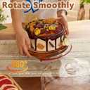 Yangbaga Glass Cake Stand with Lid,11in Wooden Rotating Cake Stand with Dome Cover, Cake Plate Display Server Tray for Birthday Kitchen Party