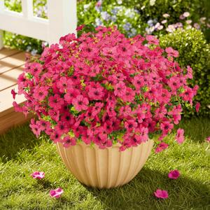 ATTGREAT Artificial Flowers Outdoors Faux Plants UV Resistant Fake Flowers Daisy Plastic Greenery Plnats Outside for Garden Planter Patio Porch Spring Summer Home Home Decor, 24 Bundles (Rose Red)