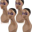 Leinuosen 4 Pcs Female Realistic Mannequin Head for Wigs 19" Lifelike Plastic Manikin Head Display Heads for Sunglasses Earrings Jewelry Display, Beauty Accessories (Black), about 19 inches/ 48 cm in height