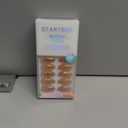 BTArtbox Press On Nails Almond - Press On nails with 3D Gold Lines Design, Medium Glue On Nails with Nail Glue, Gold Swirl Stick On Nails in 15 Sizes, Radiant Ribbons