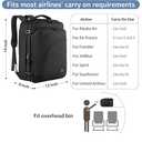 MATEIN Carry on Backpack, Extra Large Travel Backpack Expandable Airplane Approved Weekender Bag for Men and Women, Water Resistant Lightweight Daypack for Flight 40L, Black