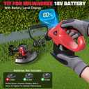Cordless String Trimmer Compatible with Milwaukee 18V (Tool Only), MtiolHig 3 in 1 Weed Eater with Brushless Motor & Battery Level Display, Electric Weed Wacker/Edger Trimmer, w/ 18 Line, Red