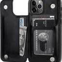 ONETOP Compatible with iPhone 12 Compatible with iPhone 12 Pro Wallet Case with Card Holder, PU Leather Kickstand Card Slots Case, Double Magnetic Clasp Durable Shockproof Cover 6.1 Inch(Black)