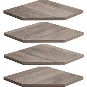 Corner Shelf Wall Mount, Corner Floating Shelves, Set of 4 Corner Wall Shelf Organizer, Rustic Wood Wall Storage Display Shelves for Living Room Bedroom Bathroom Kitchen, Rustic Grey