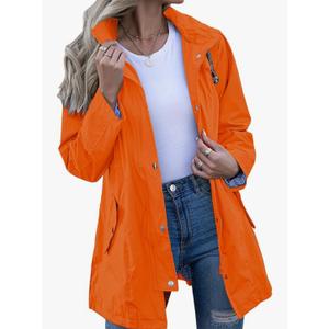 Kikibell Rain Jacket Women Striped Lined Hooded Lightweight Raincoat Outdoor Waterproof Windbreaker, XL