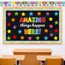 3 x 72 FT Rainbow Bulletin Board Borders Colorful Scalloped Borders Decorative Stripe Dot Bulletin Board Trim for School Classroom Decoration