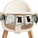 Halloween 1st Highchair Banner,Ghost Black White Birthday Decorations,Spooky One Decor,Black Themed Baby Birthday Party (Black White Ghost Highchair Banner)