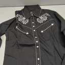 SALVAJE OESTE Women's Embroidered Western Cowboy Snap Front Long Sleeve Button Down Shirt M
