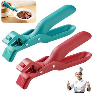 2pcs Hot Plate Grippers, Hot Plate Gripper Lifters Tongs, Multi-Function Anti-Scald Bowl Clip, Silicone Non-slip Hot Dish Plate Holder, Kitchen Utensil for Bowls, Pans, Dishes