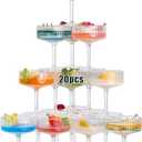 20Pcs Acrylic Martini Glasses, 10oz Shatterproof Plastic Champagne Tower, Unbreakable Ribbed Coupe Glasses, Art Deco Stem Cocktail Glassware Set, Manhattan Goblet for Wedding Birthday Party