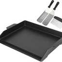 BBQ Future Universal Griddle for Gas Grill with spatula set, 18" x 14" Nonstick Cast Iron Outdoor Gas Grill Griddle Insert, Large BBQ Flat Top Plate fits Electric/Stove Accessories