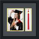 Graduation Photo Frame 4 x 6 with Tassel Holder for Pictures Photo Frame Elegant Double Mat 2026 Graduation Decor Gift for Graduate (Black)