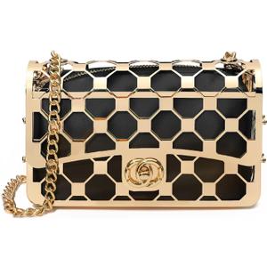 CARIEDO Women Evening Bag Elegant Clutch Purse Exquisite Velvet Metal Hollow out Handbags Prom Wedding Party (5700black)