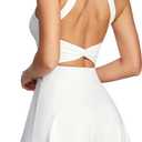 IUGA Tennis Dress with Built in Shorts & Bra Cut Out Twist Athletic Dress for Women Active Golf Workout Dresses with Pockets (White, M)