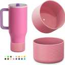 yoelike 2 PCS Silicone Boot for Hydrojug Traveler 40 oz Tumbler, Anti-Slip Protective Sleeve for Hydrojug Stainless Steel Tumbler, Bottom Bumper Cover Accessories, Dishwasher Safe, BPA Free (Rose)