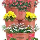 VIVOSUN 5 Tier Vertical Gardening Stackable Planter for Strawberries, Flowers, Herbs, Vegetables, Brown
