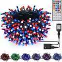 HOME LIGHTING 66ft Christmas Decorative Mini Lights, 200 LED RGB Changing 8 Functional Green Wire Fairy Halloween Lights with Remote Timer, Plug in Indoor Outdoor Xmas Wedding Party Decor