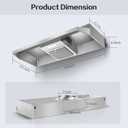 24 inch Range Hood Under Cabinet, Stainless Steel Kitchen Hood 280CFM, Ducted/Ductless Vent Hood with Rocker Button Control, Stove Hood with 2 Speeds Fan, Bright LED Light