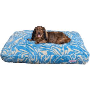 DBD3001G-L Mabel 41" x 25.5" Designer Modern Ultra Soft Reversible Plush Rectangular Pet Bed with Washable Cover, Blue Lemonade Twist