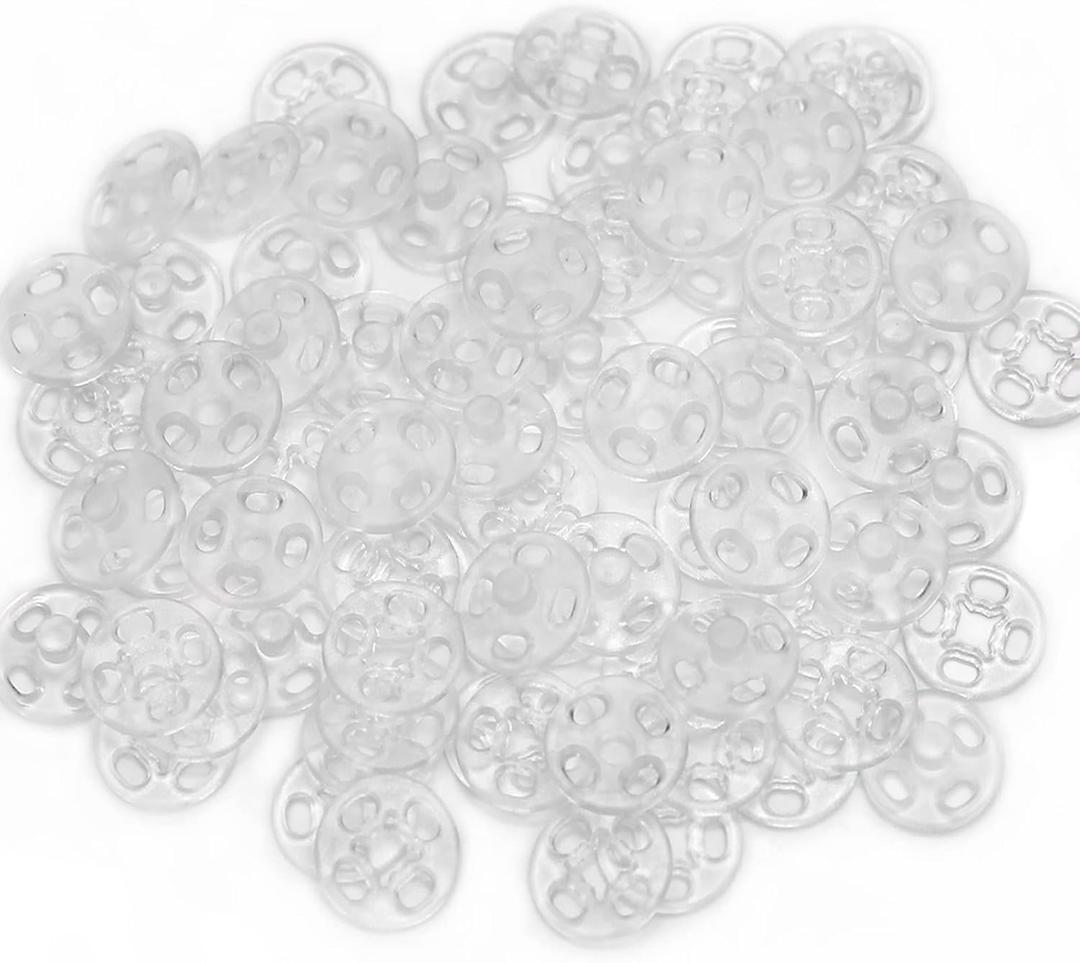Betoplin 120 Sets Plastic Snaps Buttons, Clear Sew on Snaps Fasteners for Clothing Crafts (7mm/0.28inch)