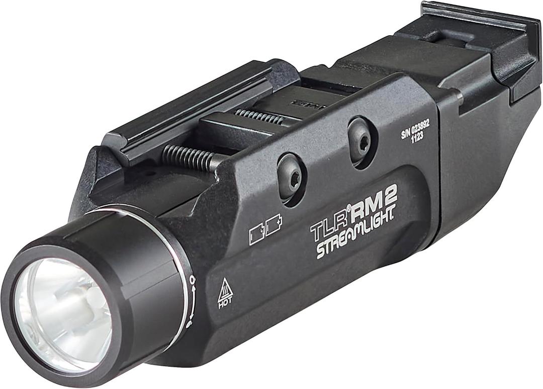 Streamlight 69450 TLR RM 2 Compact, Portable Rail-Mounted LED Tactical Lighting System with Tail Loc, Remote Switch, and 2 Lithium Batteries, Black, 1,000 Lumen